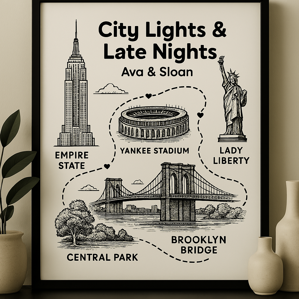 Custom Illustrated Travel Memory Map