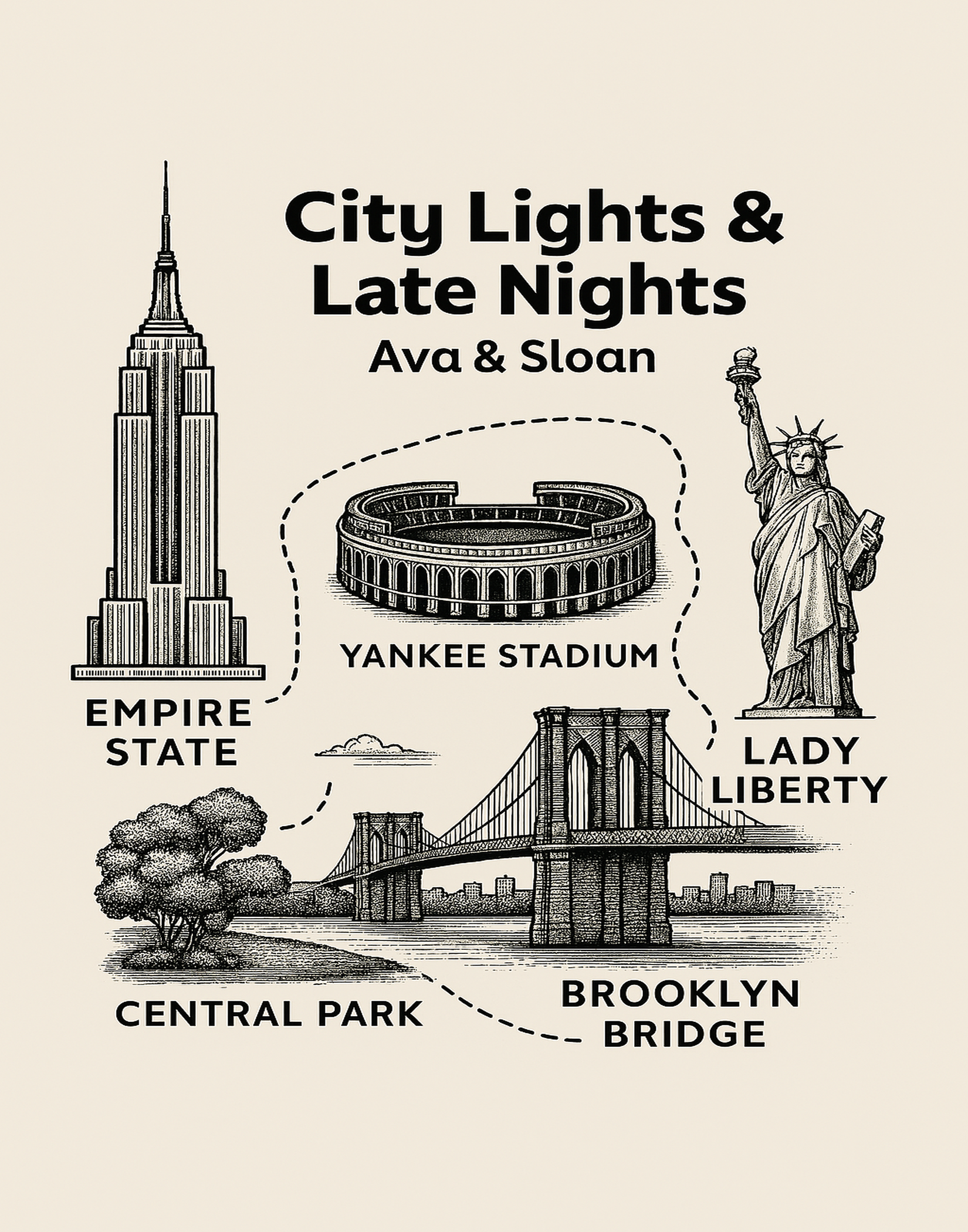 Custom Illustrated Travel Memory Map